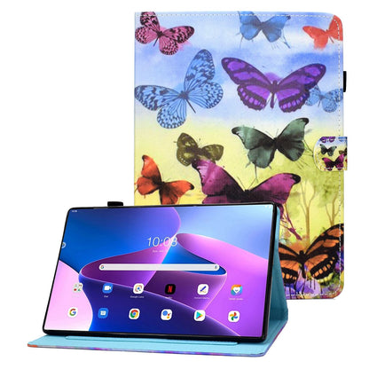 For Lenovo Tab M10 Plus (Gen 3) Pattern Printed Leather Tablet Case Shockproof Card Slots Design Magnetic Cover with Stand