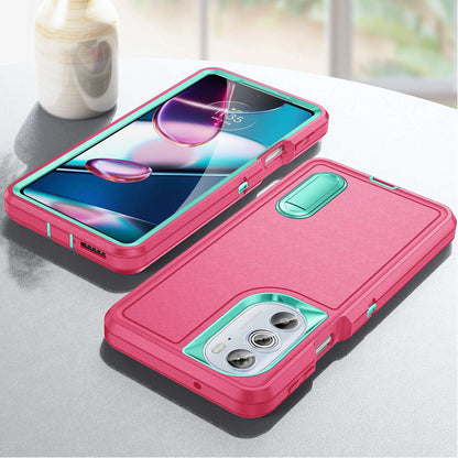 For Motorola Edge 30 Pro (Motorola Edge+ (2022)) Defender Series Hard PC + Soft TPU Kickstand Case Anti-drop Phone Cover