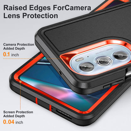 For Motorola Edge 30 Pro (Motorola Edge+ (2022)) Defender Series Hard PC + Soft TPU Kickstand Case Anti-drop Phone Cover