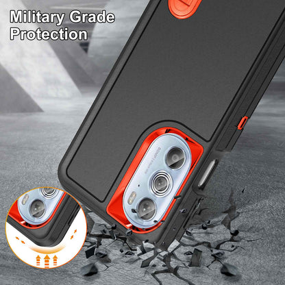 For Motorola Edge 30 Pro (Motorola Edge+ (2022)) Defender Series Hard PC + Soft TPU Kickstand Case Anti-drop Phone Cover