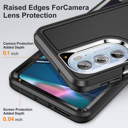 For Motorola Edge 30 Pro (Motorola Edge+ (2022)) Defender Series Hard PC + Soft TPU Kickstand Case Anti-drop Phone Cover