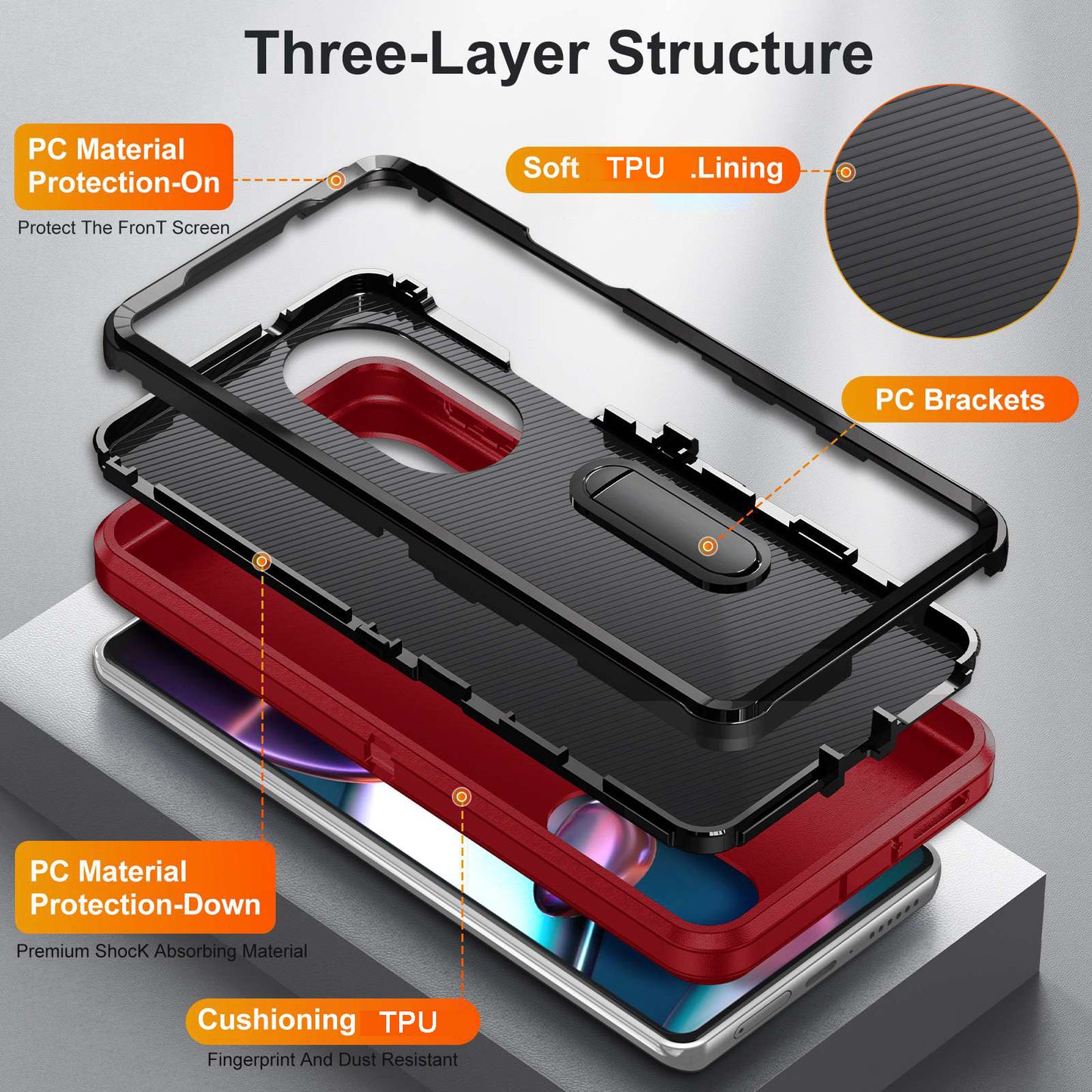 For Motorola Edge 30 Pro (Motorola Edge+ (2022)) Defender Series Hard PC + Soft TPU Kickstand Case Anti-drop Phone Cover