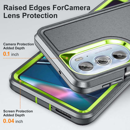 For Motorola Edge 30 Pro (Motorola Edge+ (2022)) Defender Series Hard PC + Soft TPU Kickstand Case Anti-drop Phone Cover