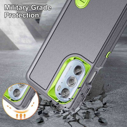 For Motorola Edge 30 Pro (Motorola Edge+ (2022)) Defender Series Hard PC + Soft TPU Kickstand Case Anti-drop Phone Cover