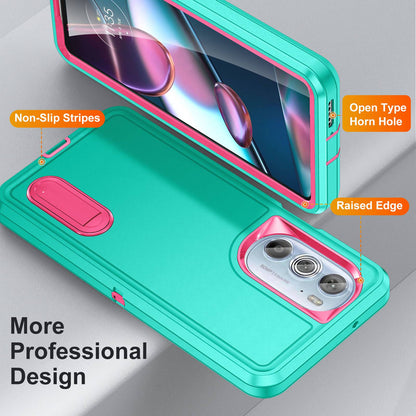 For Motorola Edge 30 Pro (Motorola Edge+ (2022)) Defender Series Hard PC + Soft TPU Kickstand Case Anti-drop Phone Cover