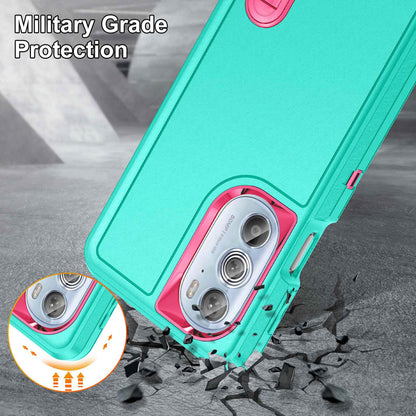 For Motorola Edge 30 Pro (Motorola Edge+ (2022)) Defender Series Hard PC + Soft TPU Kickstand Case Anti-drop Phone Cover