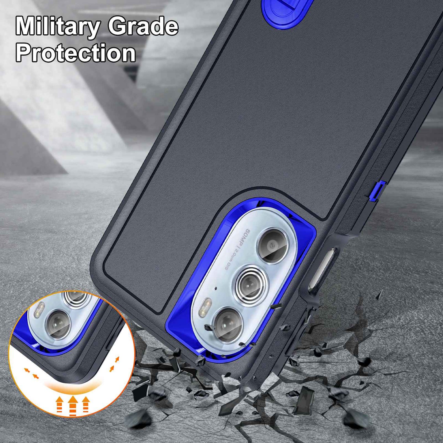 For Motorola Edge 30 Pro (Motorola Edge+ (2022)) Defender Series Hard PC + Soft TPU Kickstand Case Anti-drop Phone Cover