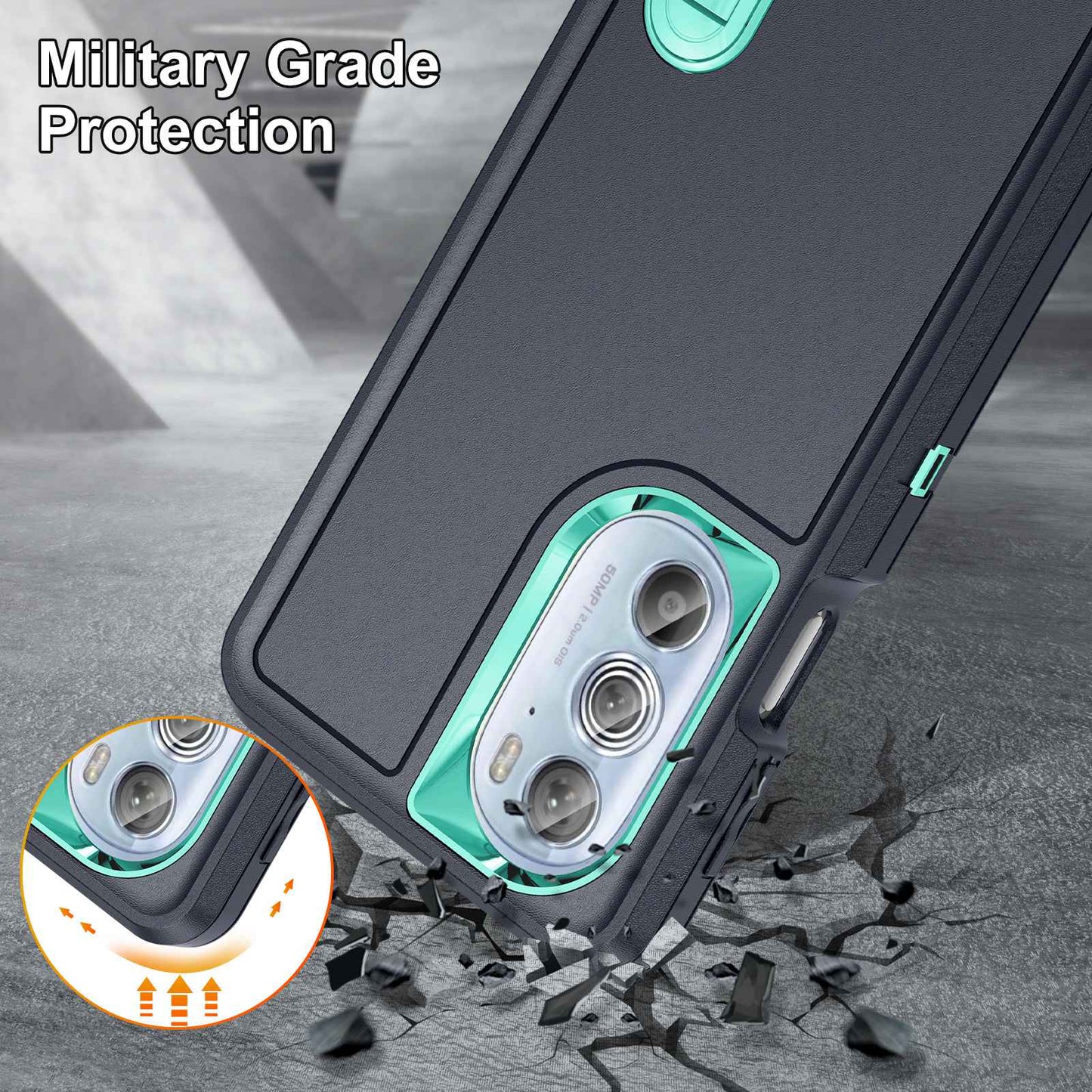 For Motorola Edge 30 Pro (Motorola Edge+ (2022)) Defender Series Hard PC + Soft TPU Kickstand Case Anti-drop Phone Cover