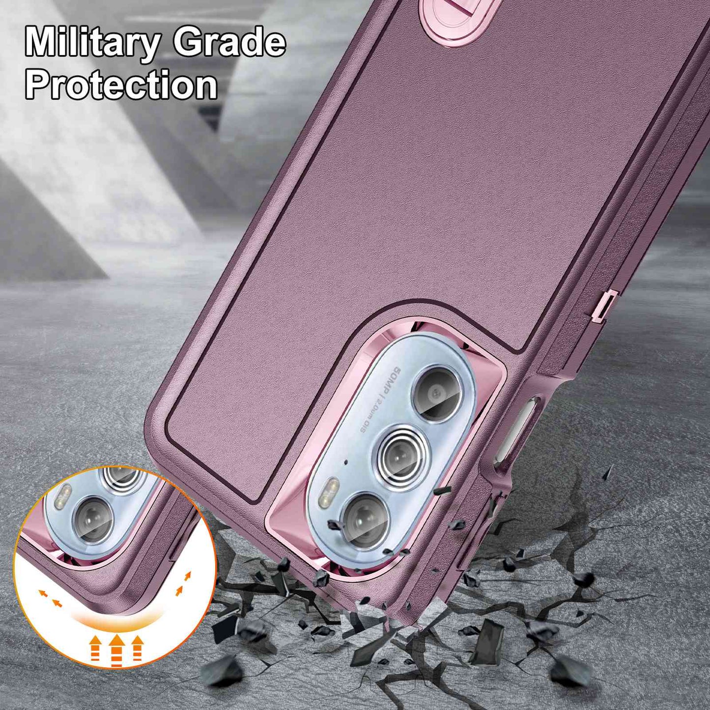 For Motorola Edge 30 Pro (Motorola Edge+ (2022)) Defender Series Hard PC + Soft TPU Kickstand Case Anti-drop Phone Cover