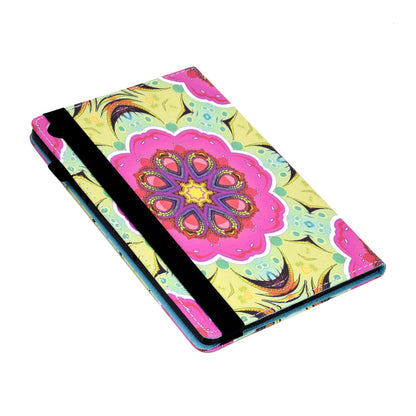 For Lenovo Tab M10 Plus (Gen 3) Pattern Printing Tablet Case PU Leather Card Slots Stand Folio Auto Wake Up/Sleep Cover with Elastic Band and Pencil Holder