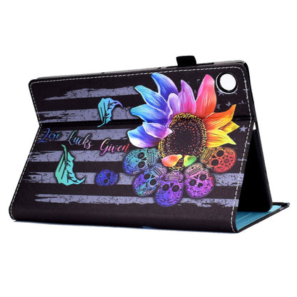 For Lenovo Tab M10 Plus (Gen 3) Pattern Printing Tablet Case PU Leather Card Slots Stand Folio Auto Wake Up/Sleep Cover with Elastic Band and Pencil Holder