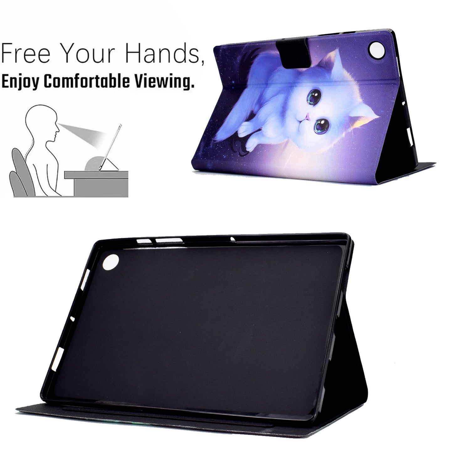 Protective Case for Lenovo Tab M10 Plus (Gen 3) Pattern Printing Tablet Leather Cover with Card Slots Stand