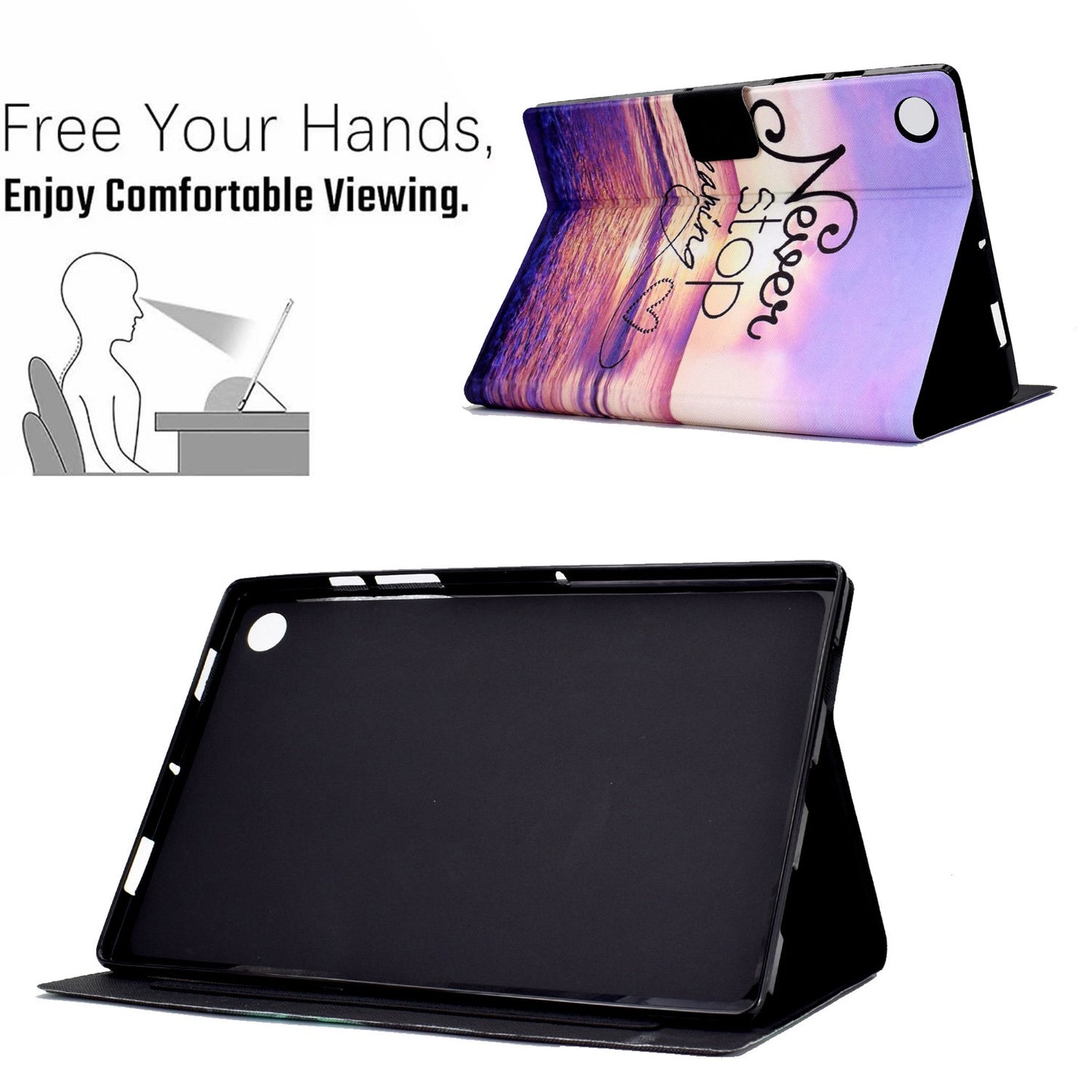 Protective Case for Lenovo Tab M10 Plus (Gen 3) Pattern Printing Tablet Leather Cover with Card Slots Stand