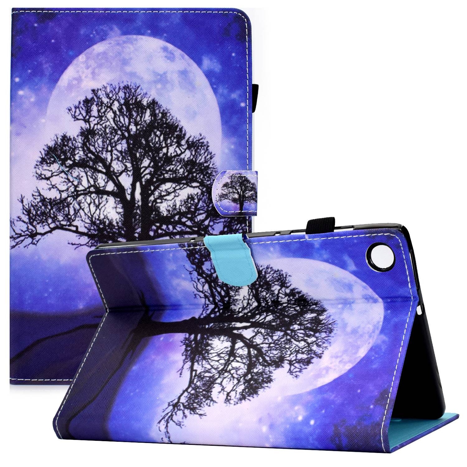 For Lenovo Tab M10 Plus (Gen 3) PU Leather Smart Auto Wake/Sleep Cover A3 Pattern Printing Stand Card Slots Protective Tablet Case with Pencil Holder