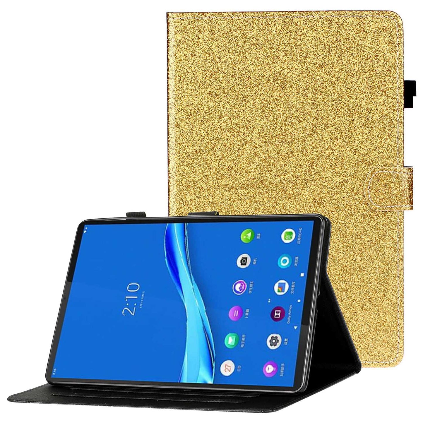 Scratch Resistant Case for Lenovo Tab M10 Plus (Gen 3) 2022 Anti-Drop Stand Case Tablet Leather Cover with Card Slots/Glitter Effects