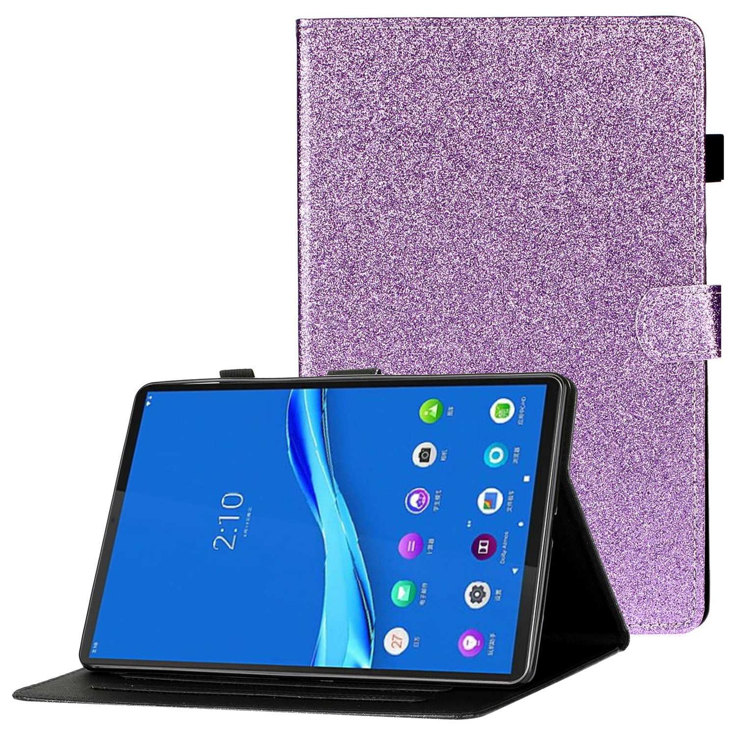 Scratch Resistant Case for Lenovo Tab M10 Plus (Gen 3) 2022 Anti-Drop Stand Case Tablet Leather Cover with Card Slots/Glitter Effects