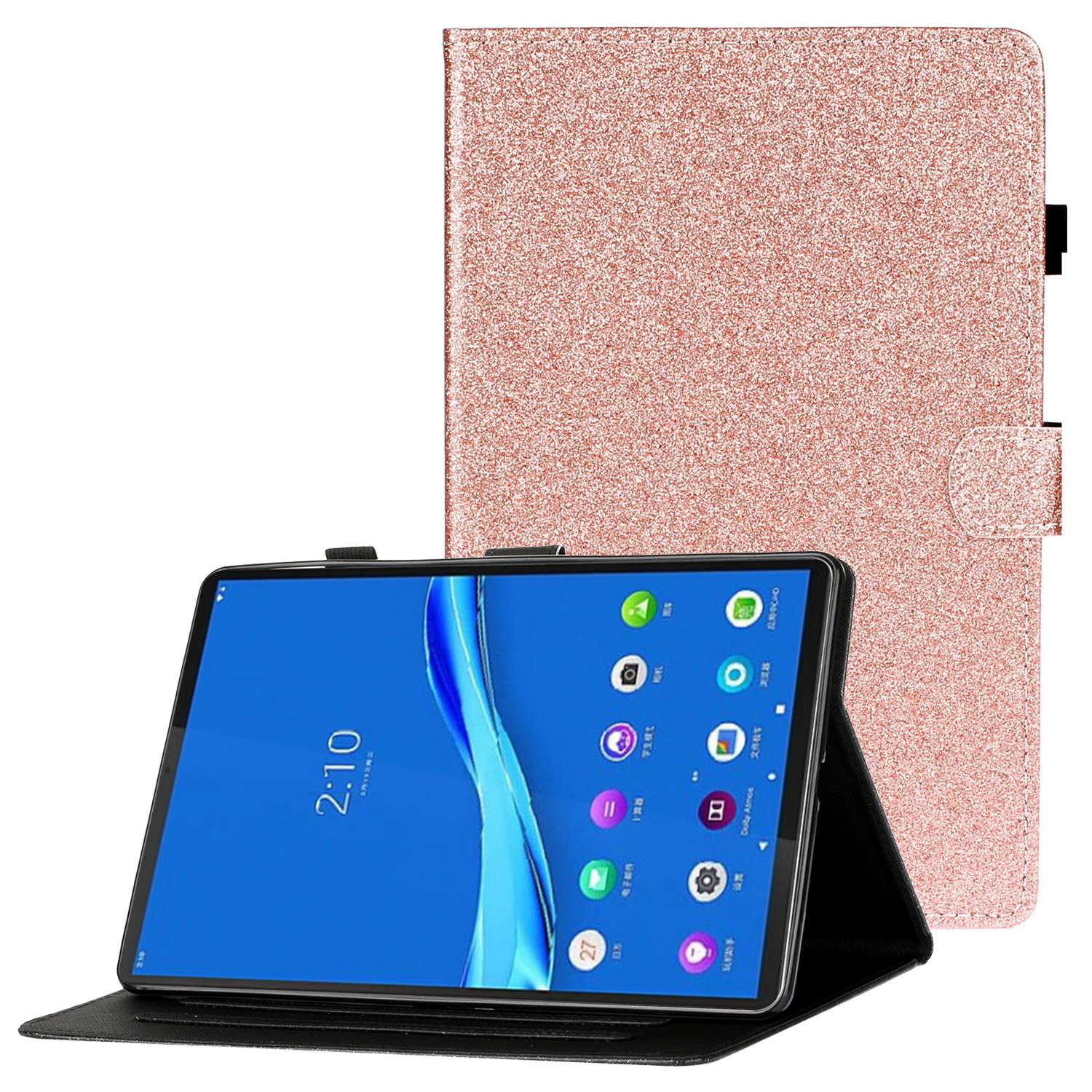 Scratch Resistant Case for Lenovo Tab M10 Plus (Gen 3) 2022 Anti-Drop Stand Case Tablet Leather Cover with Card Slots/Glitter Effects