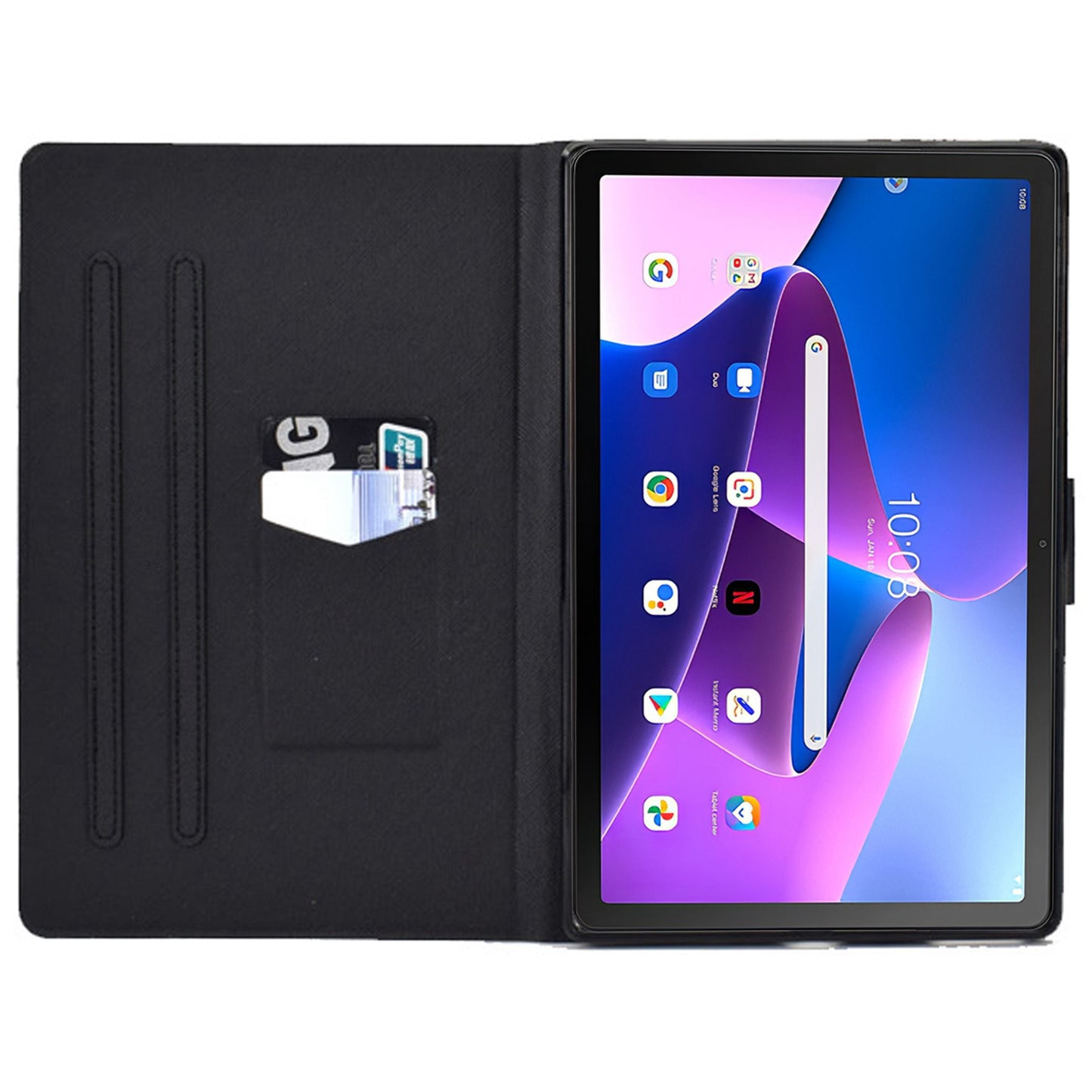 Pattern Printing Tablet Case for Lenovo Tab M10 Plus (Gen 3), Card Holder Stand PU Leather TPU Cover