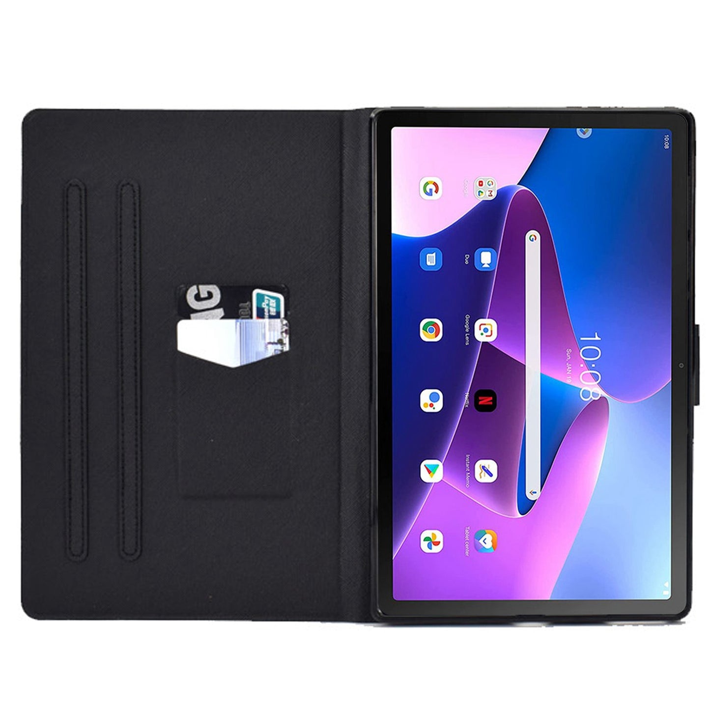 Adjustable Stand Protective Tablet Case for Lenovo Tab M10 Plus (Gen 3), Pattern Printing PU Leather Cover with Card Holder