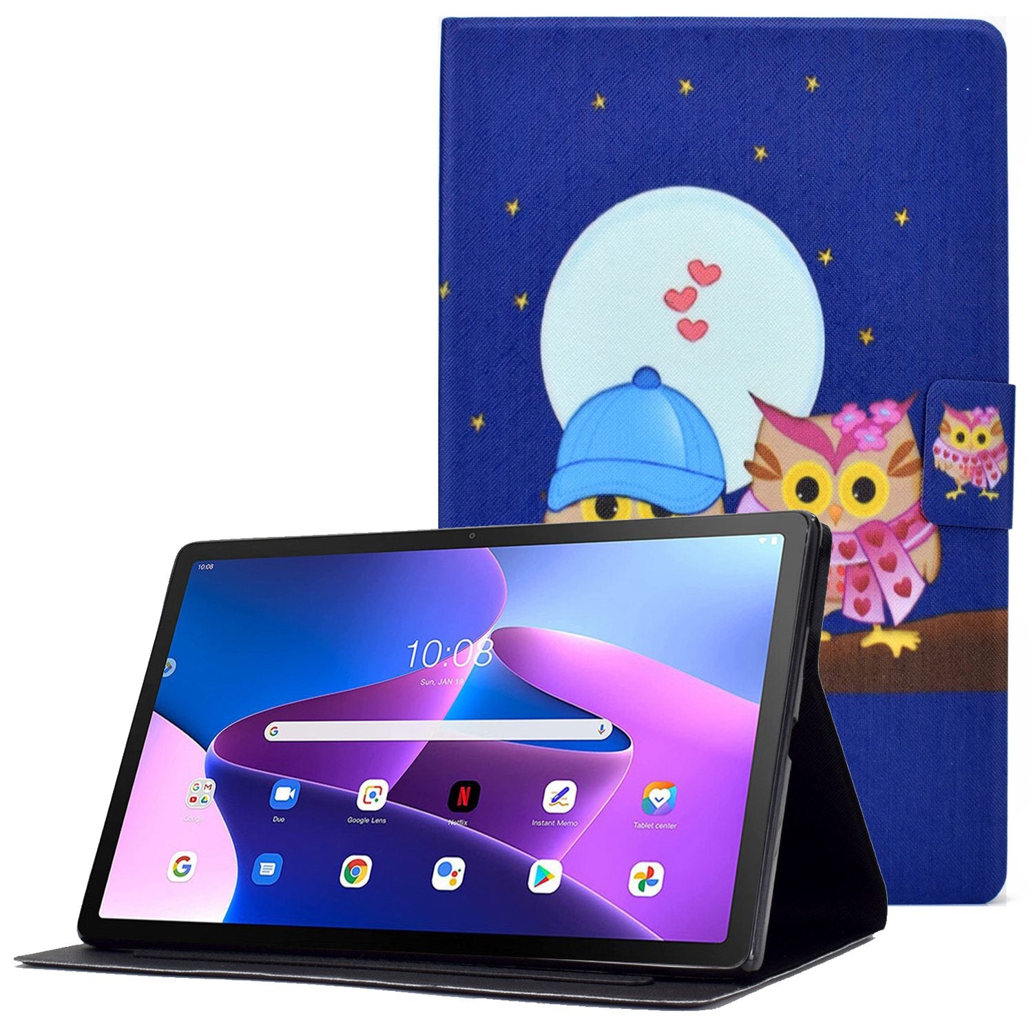 Adjustable Stand Protective Tablet Case for Lenovo Tab M10 Plus (Gen 3), Pattern Printing PU Leather Cover with Card Holder