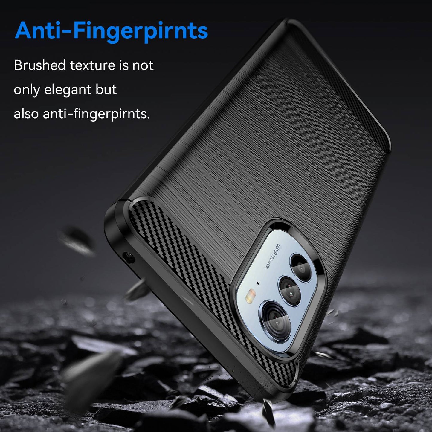 For Motorola Edge (2022) 5G Thickened Phone Case Brushed Carbon Fiber Texture Anti-scratch Back Cover