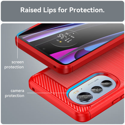 For Motorola Edge (2022) 5G Thickened Phone Case Brushed Carbon Fiber Texture Anti-scratch Back Cover