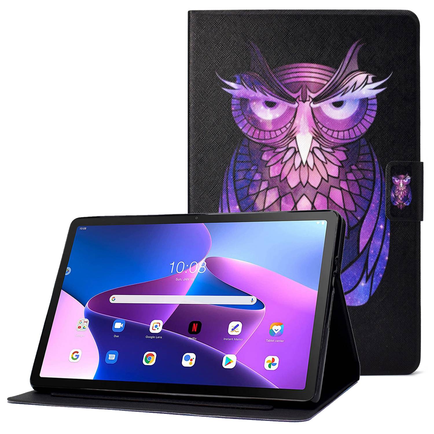 Pattern Printing Case for Lenovo Tab M10 Plus (Gen 3), Anti-wear Anti-shock Stand Card Slots Leather Protective Cover