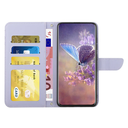 HT03 Skin-touch Phone Case for Oppo A57 (2022) 5G / 4G / A77 5G / 4G / Realme Narzo 50 5G, Butterfly Flowers Imprinting Flip PU Leather Wallet Phone Cover Stand