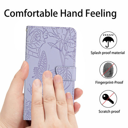 HT03 Skin-touch Phone Case for Oppo A57 (2022) 5G / 4G / A77 5G / 4G / Realme Narzo 50 5G, Butterfly Flowers Imprinting Flip PU Leather Wallet Phone Cover Stand