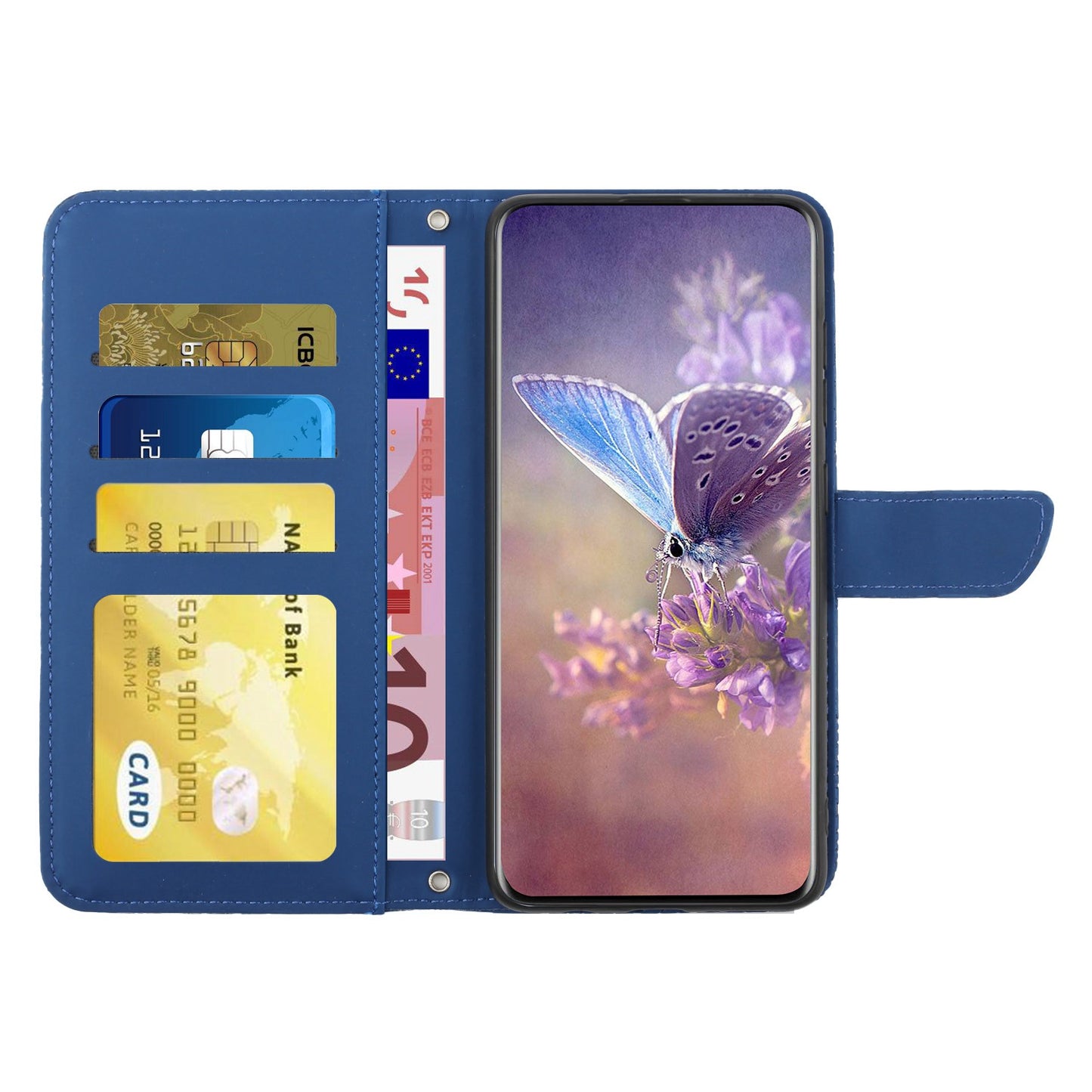 HT03 Skin-touch Phone Case for Oppo A57 (2022) 5G / 4G / A77 5G / 4G / Realme Narzo 50 5G, Butterfly Flowers Imprinting Flip PU Leather Wallet Phone Cover Stand