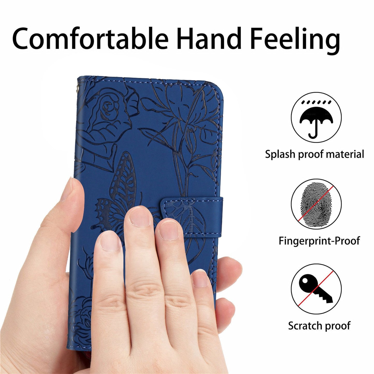 HT03 Skin-touch Phone Case for Oppo A57 (2022) 5G / 4G / A77 5G / 4G / Realme Narzo 50 5G, Butterfly Flowers Imprinting Flip PU Leather Wallet Phone Cover Stand