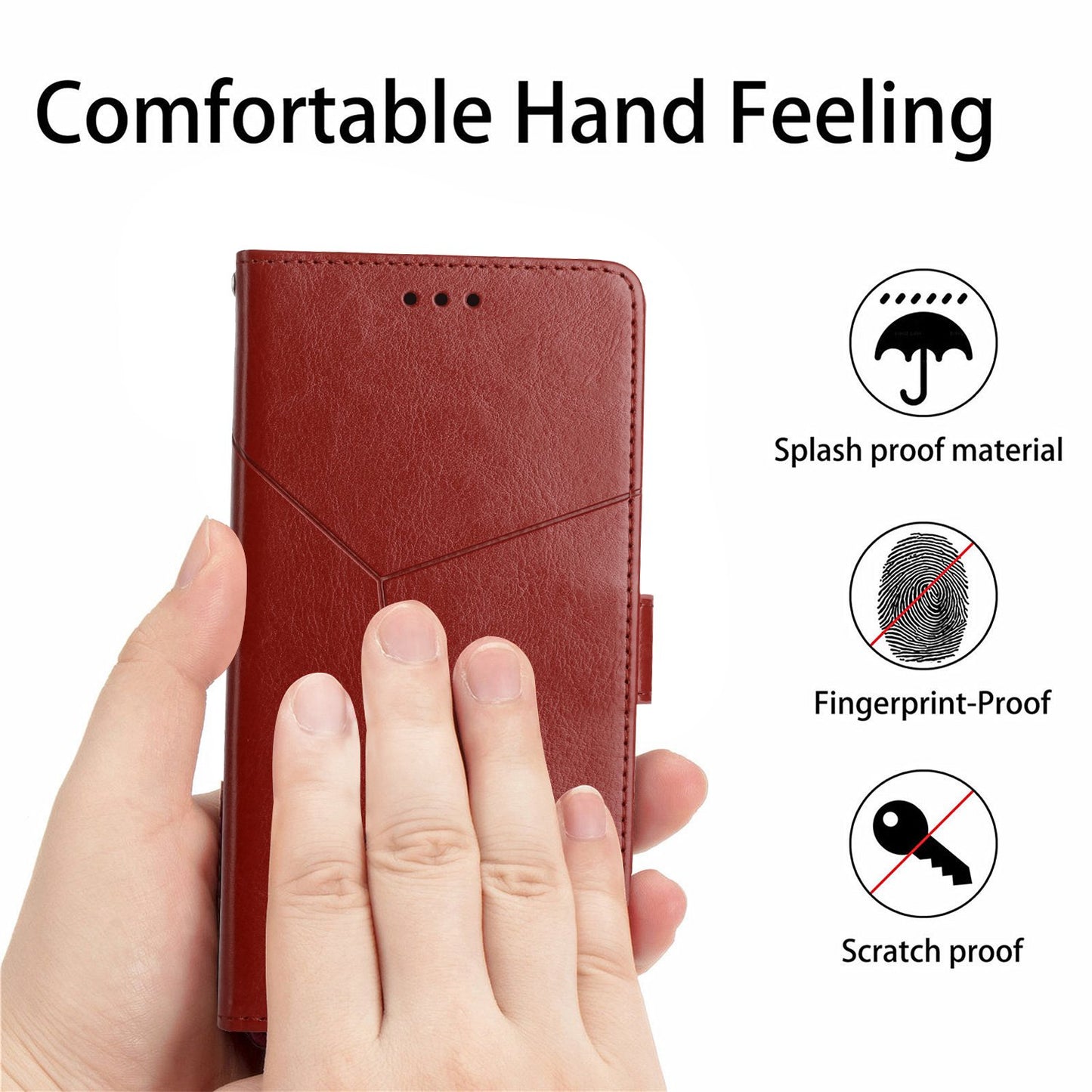 For Xiaomi Poco C40 4G HT01 Wallet Stand Feature Imprinted Y-Shaped Lines Phone Case PU Leather Anti-fall Shell with Strap