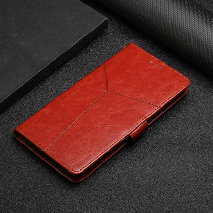 For Xiaomi Poco C40 4G HT01 Wallet Stand Feature Imprinted Y-Shaped Lines Phone Case PU Leather Anti-fall Shell with Strap