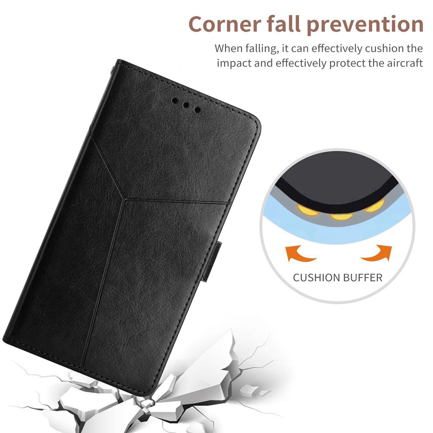 For Xiaomi Poco C40 4G HT01 Wallet Stand Feature Imprinted Y-Shaped Lines Phone Case PU Leather Anti-fall Shell with Strap