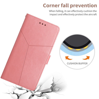 For Xiaomi Poco C40 4G HT01 Wallet Stand Feature Imprinted Y-Shaped Lines Phone Case PU Leather Anti-fall Shell with Strap