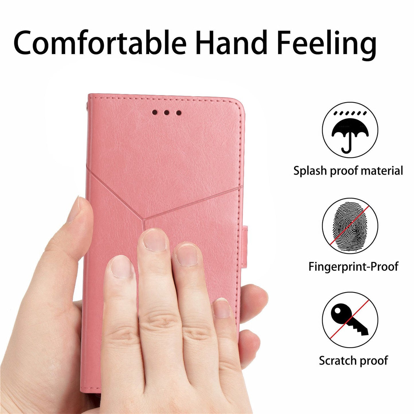 For Xiaomi Poco C40 4G HT01 Wallet Stand Feature Imprinted Y-Shaped Lines Phone Case PU Leather Anti-fall Shell with Strap