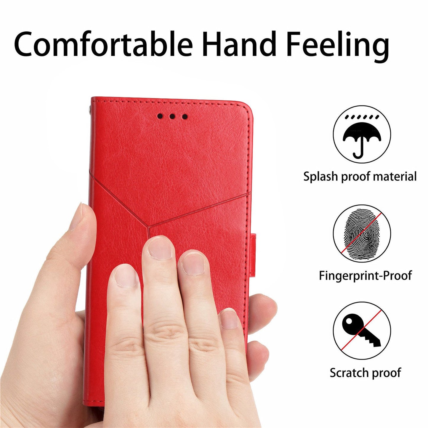 For Xiaomi Poco C40 4G HT01 Wallet Stand Feature Imprinted Y-Shaped Lines Phone Case PU Leather Anti-fall Shell with Strap