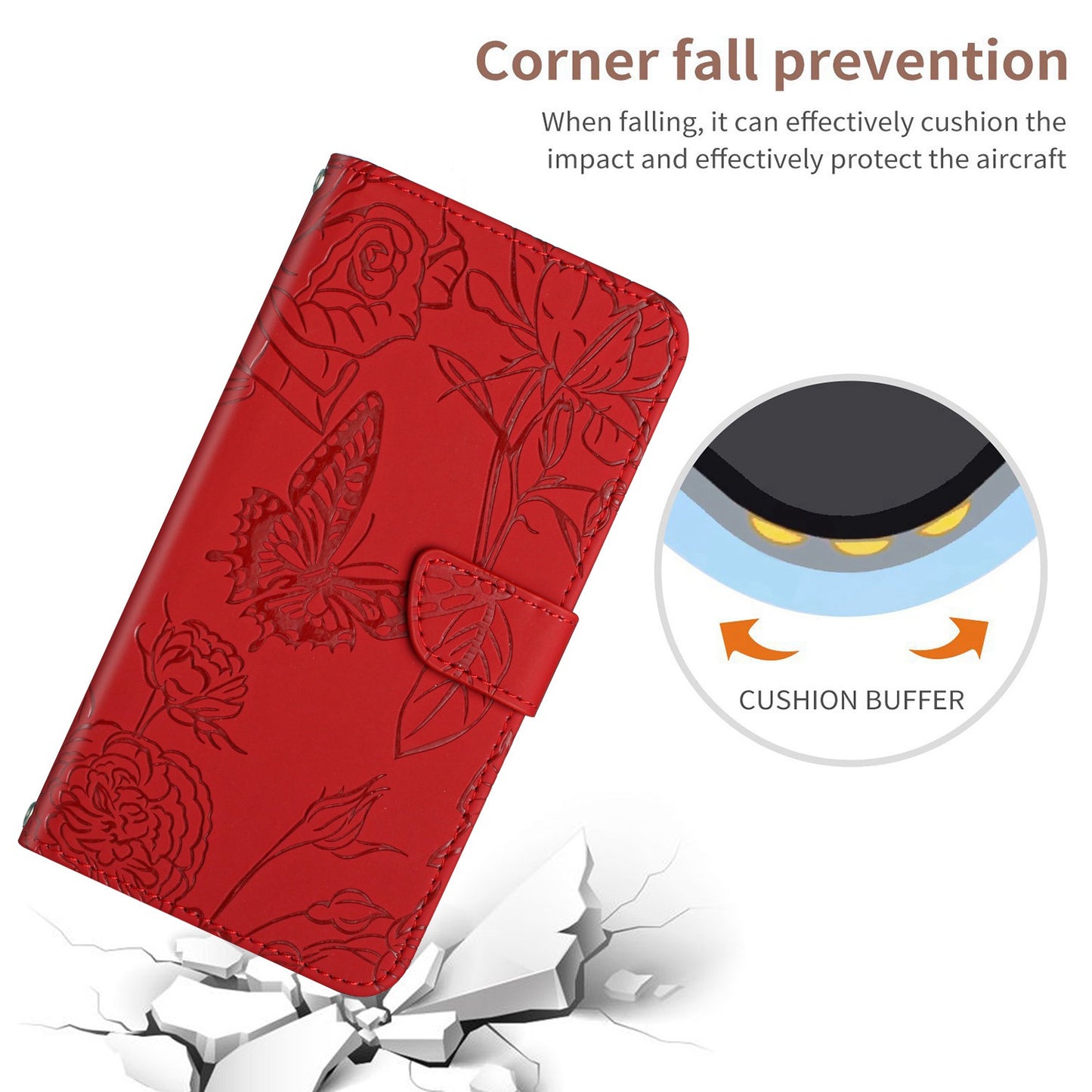 For Xiaomi Poco C40 4G Butterfly Flowers Imprinting Phone Case Anti-shock Skin Touch PU Leather Stand Wallet Shell with Strap