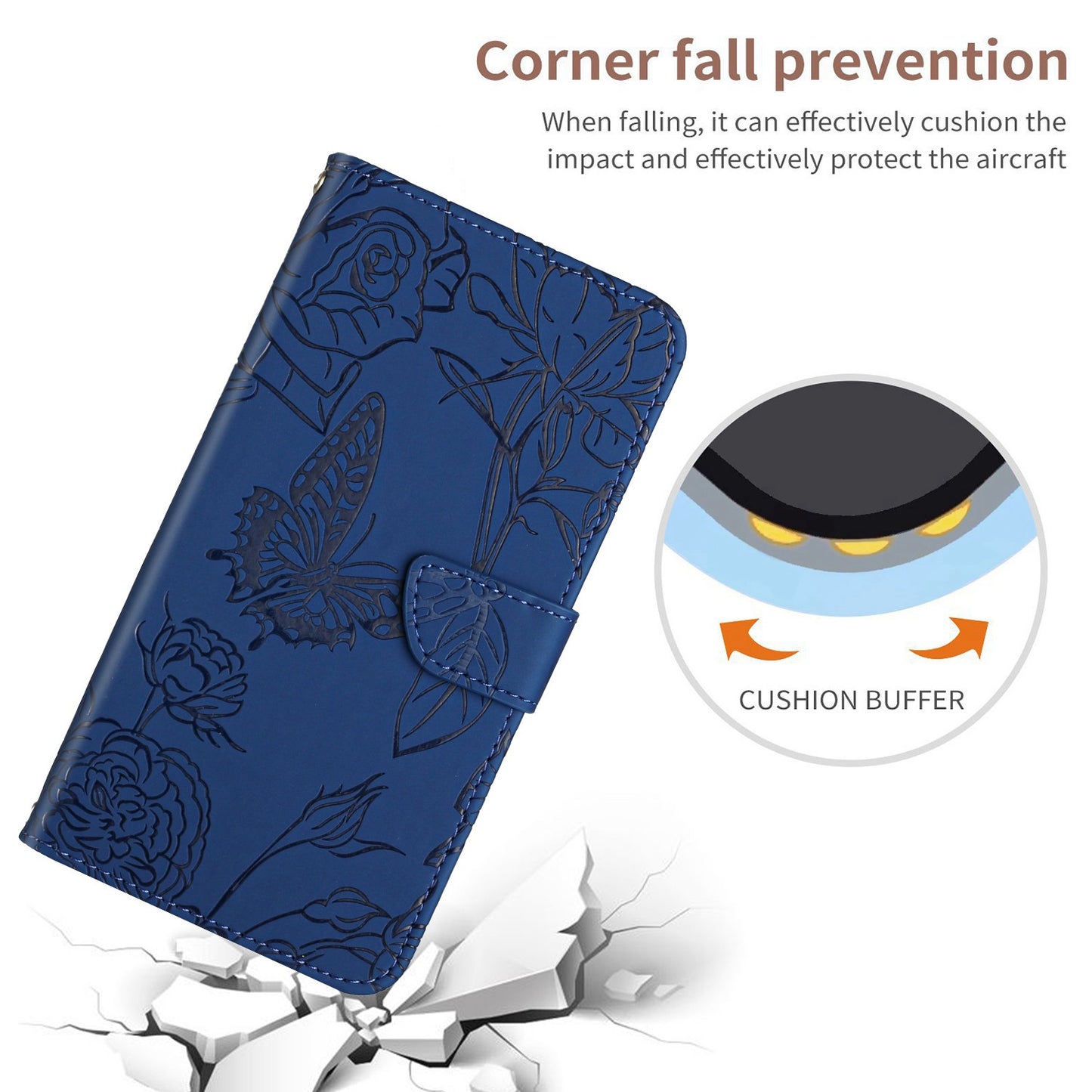 For Xiaomi Poco C40 4G Butterfly Flowers Imprinting Phone Case Anti-shock Skin Touch PU Leather Stand Wallet Shell with Strap