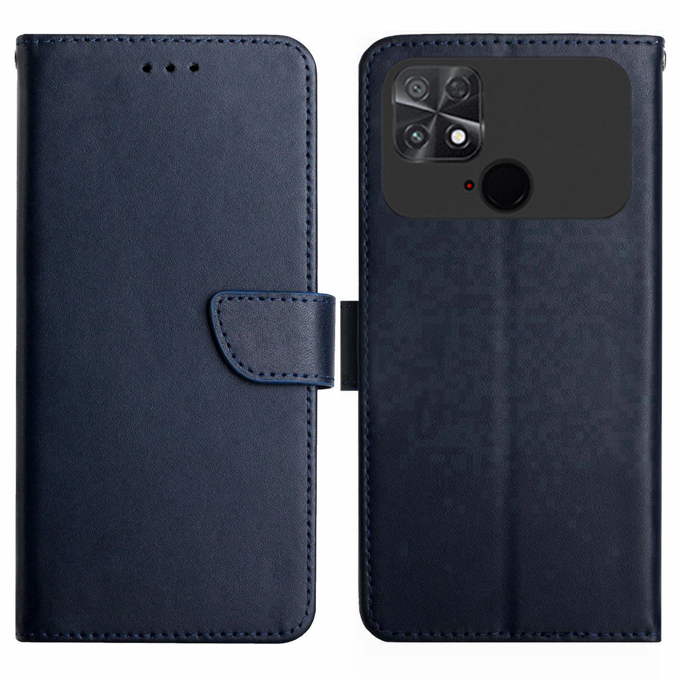 HT02 Cell Phone Case for Xiaomi Poco C40 4G, Anti-Scratch Drop-Proof Nappa Texture Genuine Leather Cover with Stand