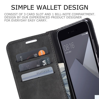 MUXMA Splicing Leather Canvas Wallet Stand Mobile Phone Case for Xiaomi Redmi Note 5A Prime / Redmi Y1