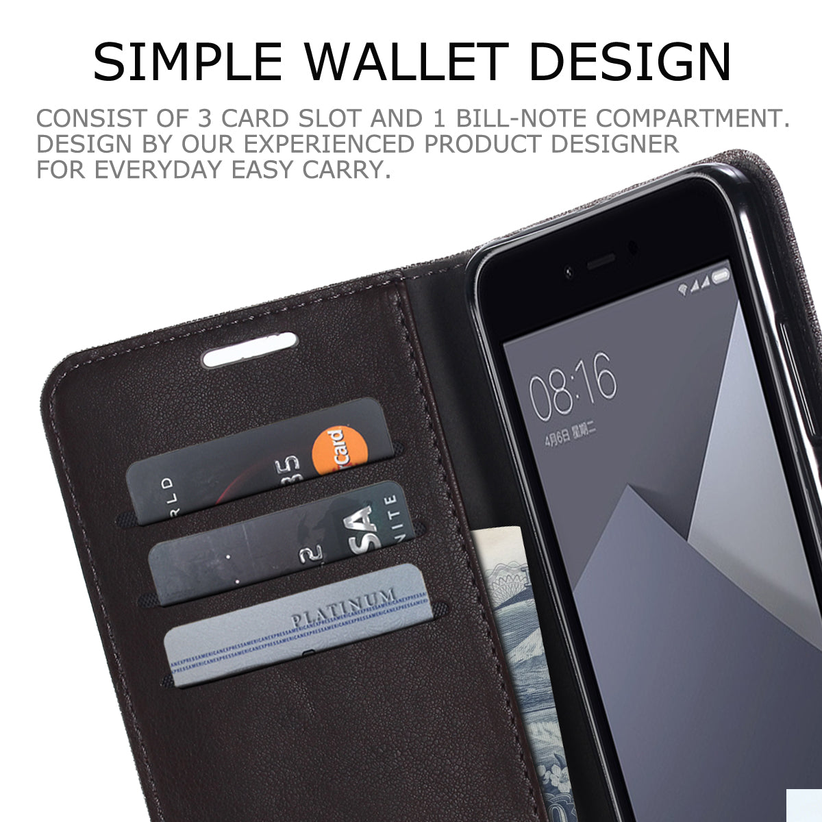 MUXMA Splicing Leather Canvas Wallet Stand Mobile Phone Case for Xiaomi Redmi Note 5A Prime / Redmi Y1