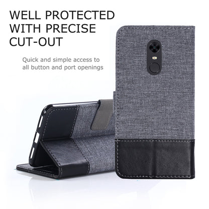 MUXMA Leather Canvas Splicing Stand Mobile Casing for Xiaomi Redmi Note 5 (12MP Rear Camera) / Redmi 5 Plus (China)