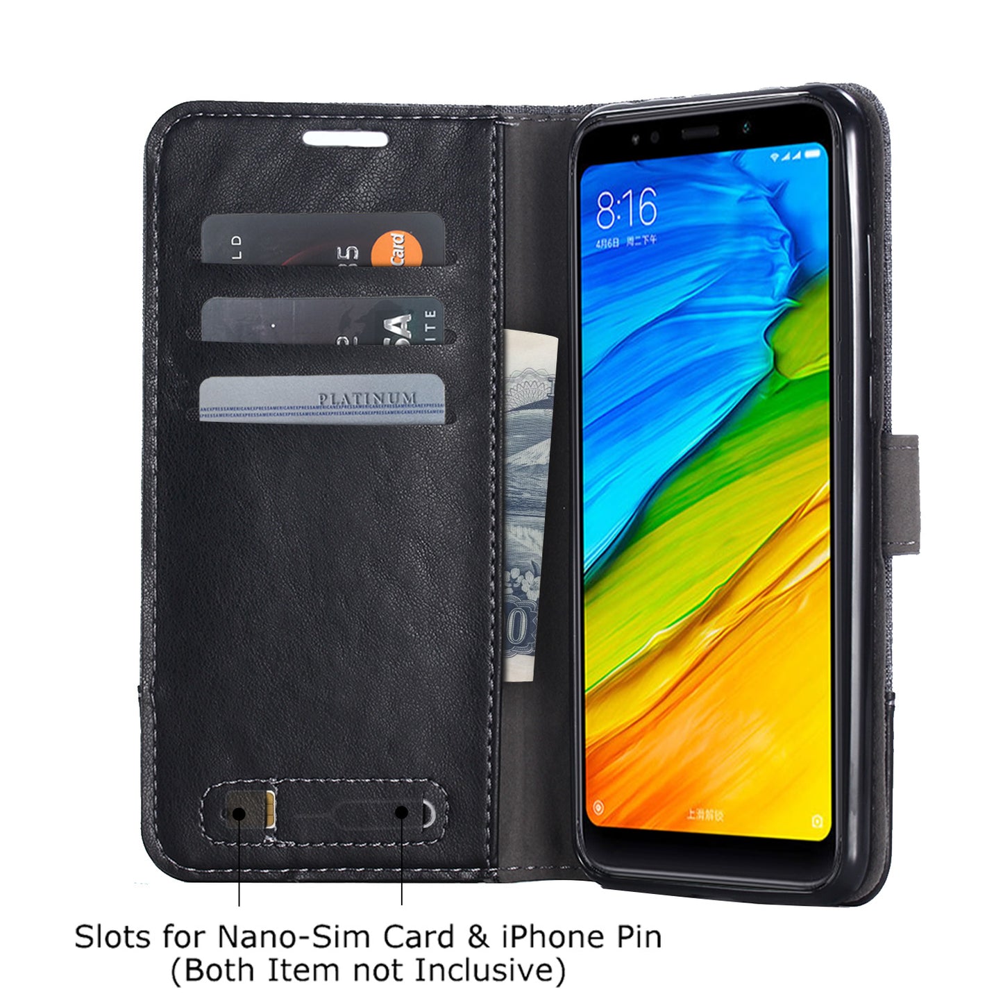 MUXMA Leather Canvas Splicing Stand Mobile Casing for Xiaomi Redmi Note 5 (12MP Rear Camera) / Redmi 5 Plus (China)