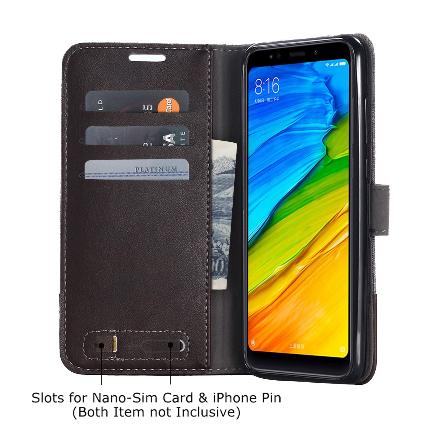 MUXMA Leather Canvas Splicing Stand Mobile Casing for Xiaomi Redmi Note 5 (12MP Rear Camera) / Redmi 5 Plus (China)