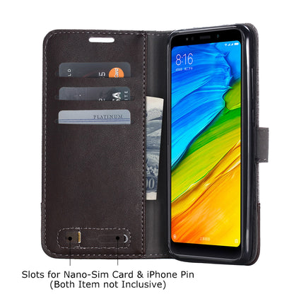 MUXMA Leather Canvas Splicing Stand Mobile Casing for Xiaomi Redmi Note 5 (12MP Rear Camera) / Redmi 5 Plus (China)