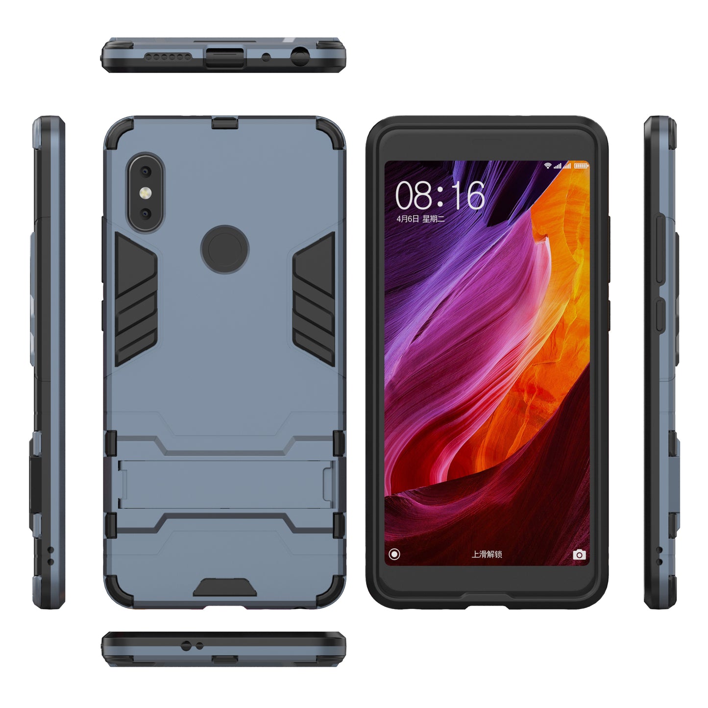 Shockproof PC + TPU Hybrid Kickstand Phone Case for Xiaomi Redmi Note 5 Pro (Dual Camera) / Redmi Note 5 (China)