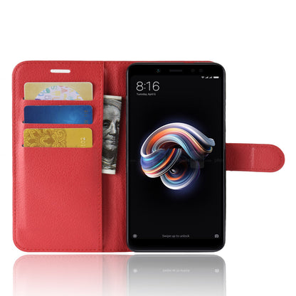 Litchi Skin Cell Phone Leather Wallet Case for Xiaomi Redmi Note 5 Pro (Dual Camera) / Redmi Note 5 (China)