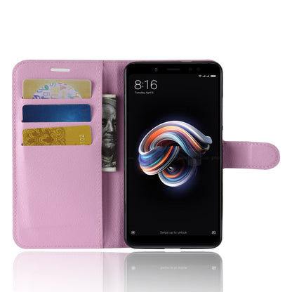 Litchi Skin Cell Phone Leather Wallet Case for Xiaomi Redmi Note 5 Pro (Dual Camera) / Redmi Note 5 (China)