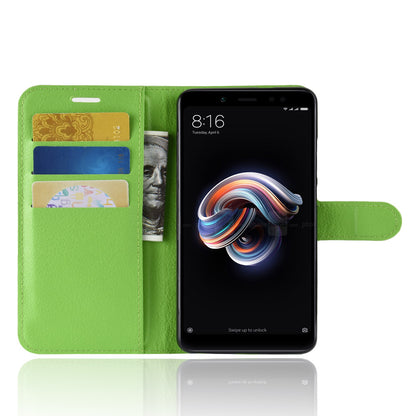 Litchi Skin Cell Phone Leather Wallet Case for Xiaomi Redmi Note 5 Pro (Dual Camera) / Redmi Note 5 (China)